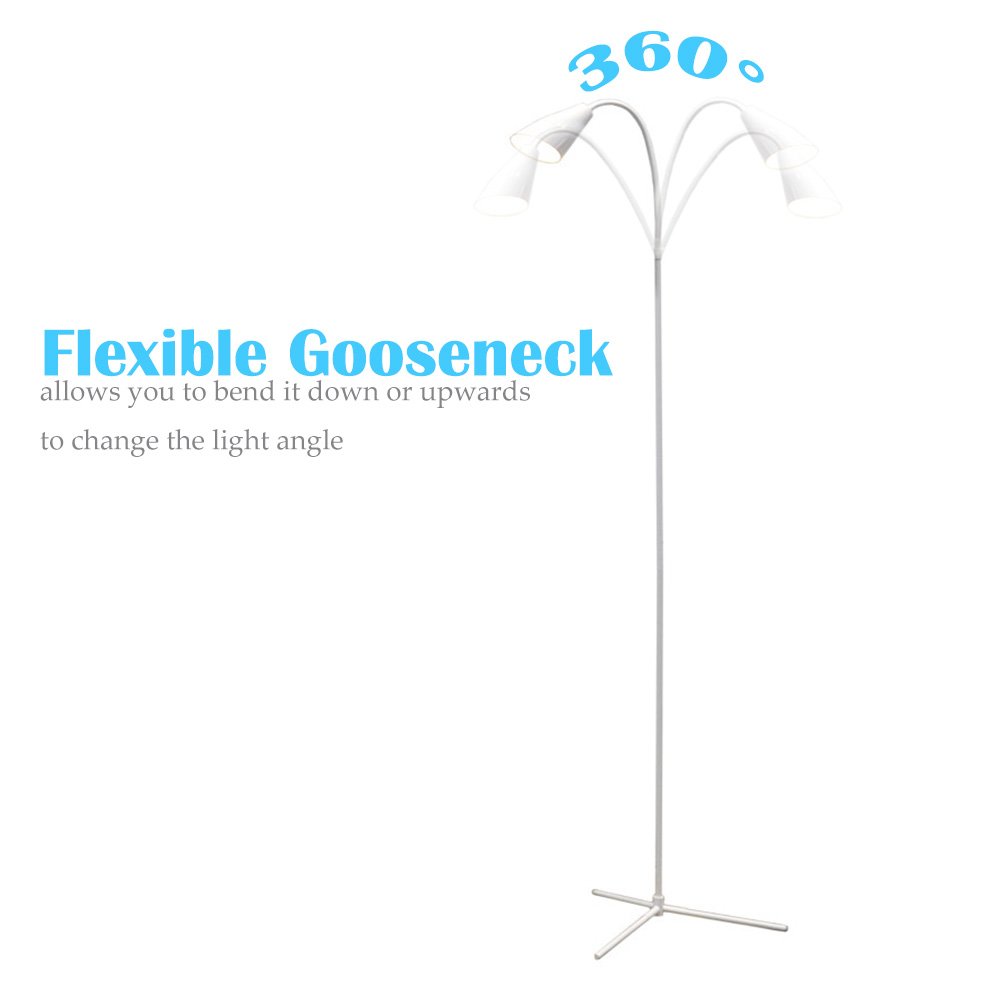 LED Floor Lamp Standing Reading Lamp, Dimmable Adjustable Gooseneck Desk Table Lamp (4 Color Temperatures, 8W, Floor Light for Living Room, Bedroom, Office) (Trumpet White)