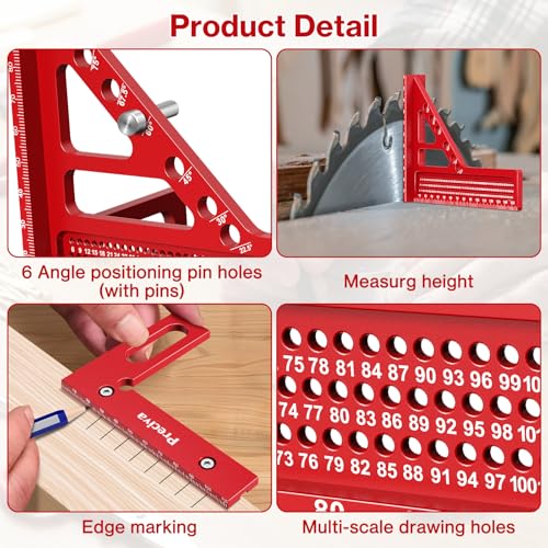 3D Multi-Angle Measuring Ruler, Preciva 3D Mitre Angle Aluminium Alloy Protractor Multifunctional Angle for Woodworking, DIY, Crafts