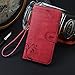 Cornmi Design for iPhone 5 Case, Premium Vintage Flip Wallet Leather Magnetic Closure Cover Skin for iPhone 5S with Card Slots, Cash Compartment and Wrist Strap (Wine Red)