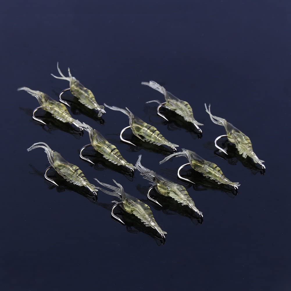 20Pcs Shrimp Lure Baits Soft Simulate Fishing Baits Set Artificial Casting Lures with Single Hook