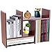 PENGKE Office Storage Rack,Desktop Organizer,Home Decor Adjustable Wood Display Shelf Rack,True Natural Stand Shelf,Office Supplies Desk Organizer,Brown