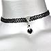 Twilight's Fancy Swarovski Crystal Heart Pendant Choker (Jet Black, Large)
