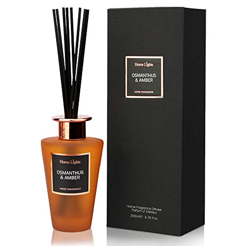 Home Lights Reed Diffuser Gift Set, Natural Scented Long Lasting Osmanthus Amber Fragrance Oil for Home Office Gift Idea, Aromatherapy Air Freshener and Stress Relief, 200ml/6.76 fl.oz - Thumbnail 6