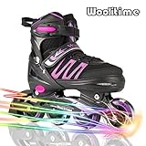 Woolitime Sports Adjustable Blades Roller Skates for Girls and Kids with Featuring All Illuminating Wheels, Safe and Durable Inline Skates, Fashionable Roller Skates for Women, Youth and Adults
