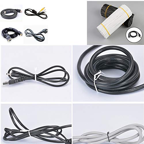 1000PCS 4inches Plastic Twist Ties Cable Clips Gardening Plant Twist Tie Gift Bag Cable Ties Charging Cable Twist Tie for Home Office Garden Food Candy Bags Clear Plastic Treat Bag Cake Pops (White)