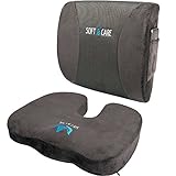 SOFTaCARE Seat Cushion Coccyx Orthopedic Memory Foam and Lumbar Support Pillow, Set of 2, Dark Gray