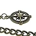 Albert Chain Pocket Watch Chains for Men Antique Brass Plating with Compass Design Medal Fob T Bar AC09