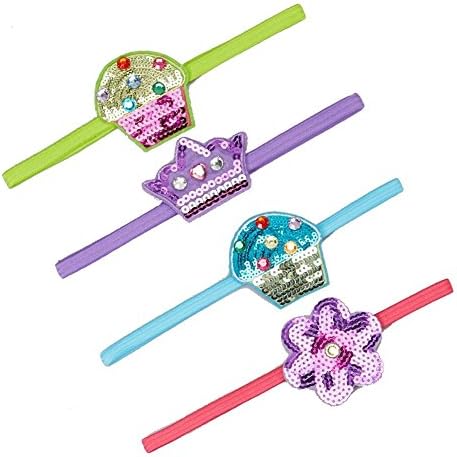 Set of 4 Sequins Headbands Crown Flower Cupcake and Butterfly