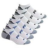 Puma Socks Men's 6 Pack 1/2 Terry Form Stripe Low Cut Socks (Sock size 10-13(Shoe size 6-12), White/Grey/Blue & White/Grey/Black)