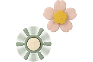 Socub Silicone Suction Cup Spinner Toy | Spinning Tops for Kids 1-3 | Airplane Car Travel Table Highchair & Window Toys for 1 2 Year Old | Toddler Sensory Bath Toys for Babies 12-18 Months(Sage/Blush)