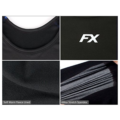 FITEXTREME Mens MAXHEAT Soft Fleece Long Johns Thermal Underwear Top Black L