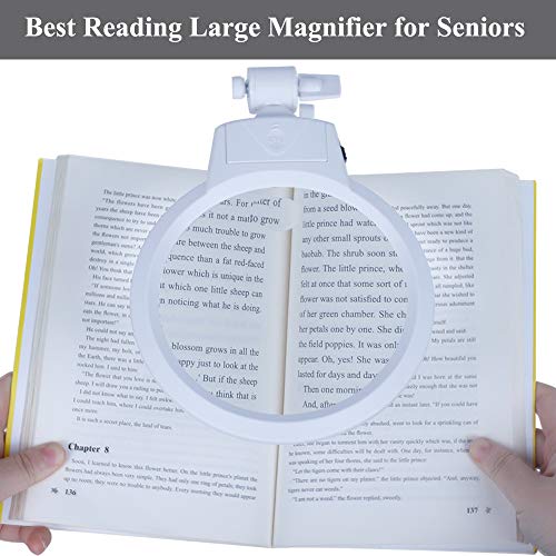 Large Hands Free Magnifying Glass, Desktop Reading Magnifier with LED