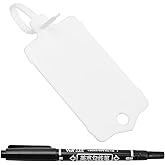 LeadSeals 100pcs Blank Plastic Tags for Labeling Reusable Hanging Tags Ties Key Tag Storage Labels Waterproof Plastic Mark Label Writable Hang Sign with One Marker Pen (White)