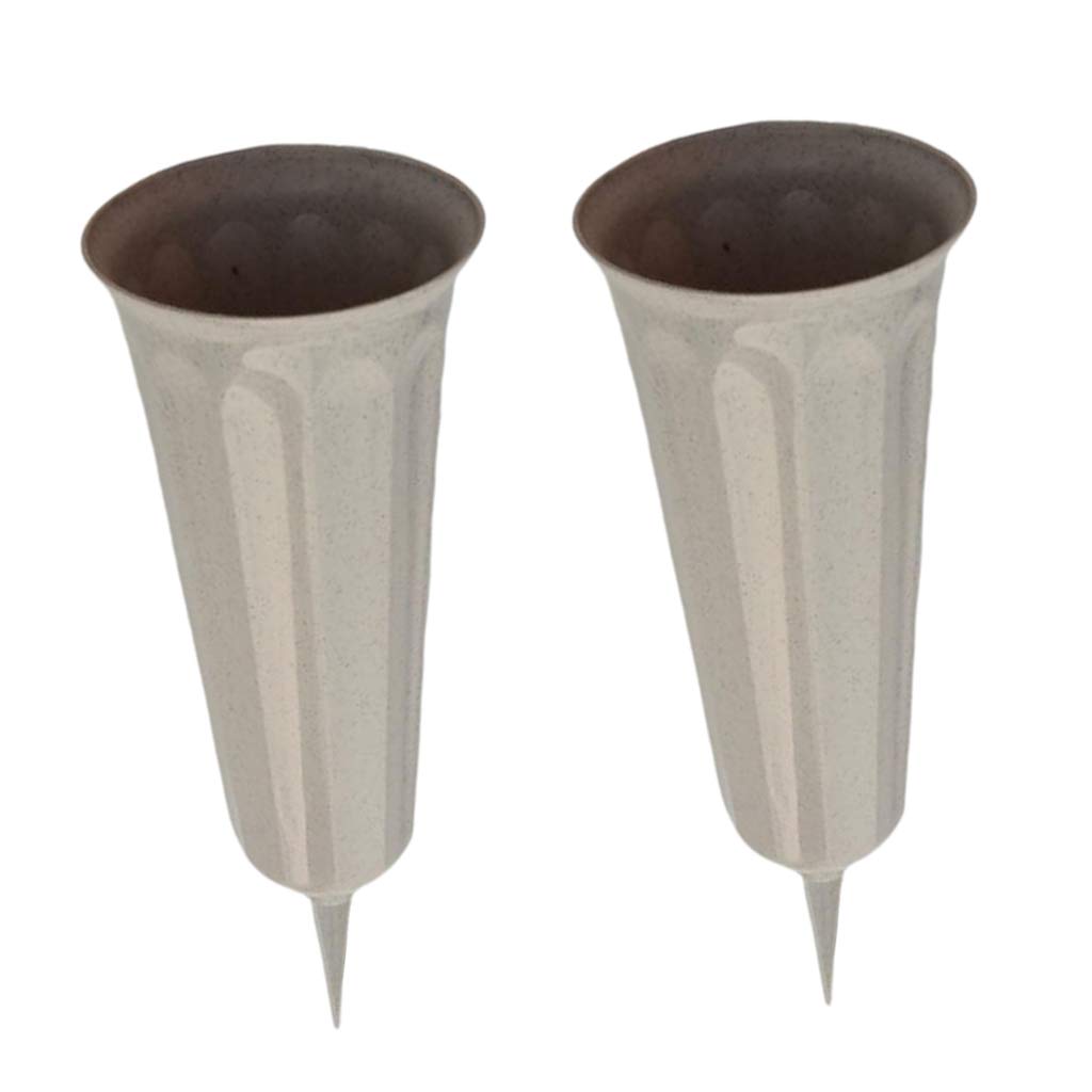 Baoblaze Cemetery Vase Set Cemetery Grave Cone Vase-Memorial Vases for Fresh/Artificial Flowers, Set of 2-Light Gray