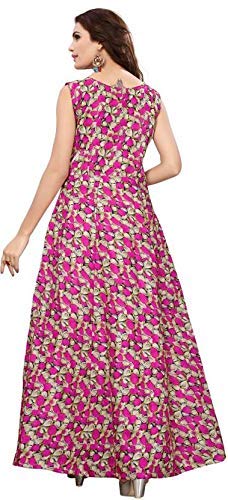 sanjana collection women's benglori satin printed semi-stitched gown
