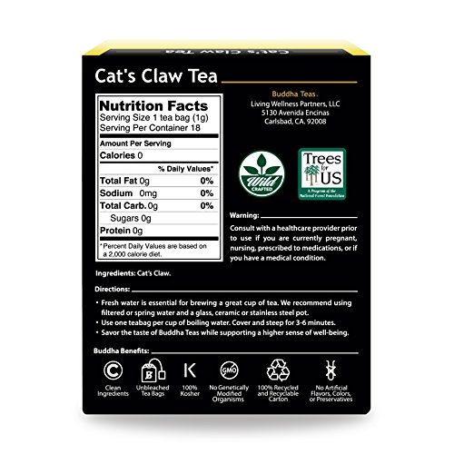 Cat's Claw Bark Tea, 18 Bleach-Free Tea Bags -Natural Source of Antioxidants, Aids Achy Joints, Supp - //coolthings.us