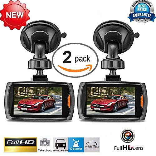 Car recorder,ZIYUO 2 PCes 1080P Full HD Car DVR Vehicle Dash Camera Video Recorder Car Dash cam with G Sensor (2.2 inch Screen)