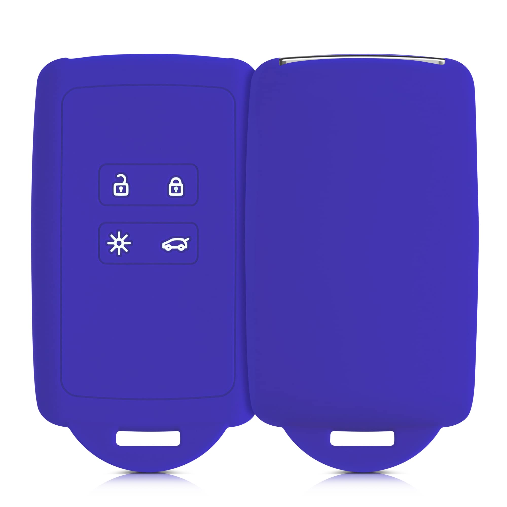kwmobile Car Key Cover Compatible with Renault 4 Button Car Key Smart Key (only Keyless Go) - Silicone Protective Key Fob Cover with Built-in Eyelet - Baltic Blue