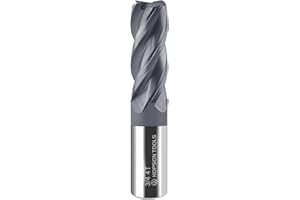 HOPSON TOOLS 3/4" Carbide Square End Mills HRC 55 Deg Single End 4 Flute TiALN Coating CNC Mill Bits for Steel - 1PCS