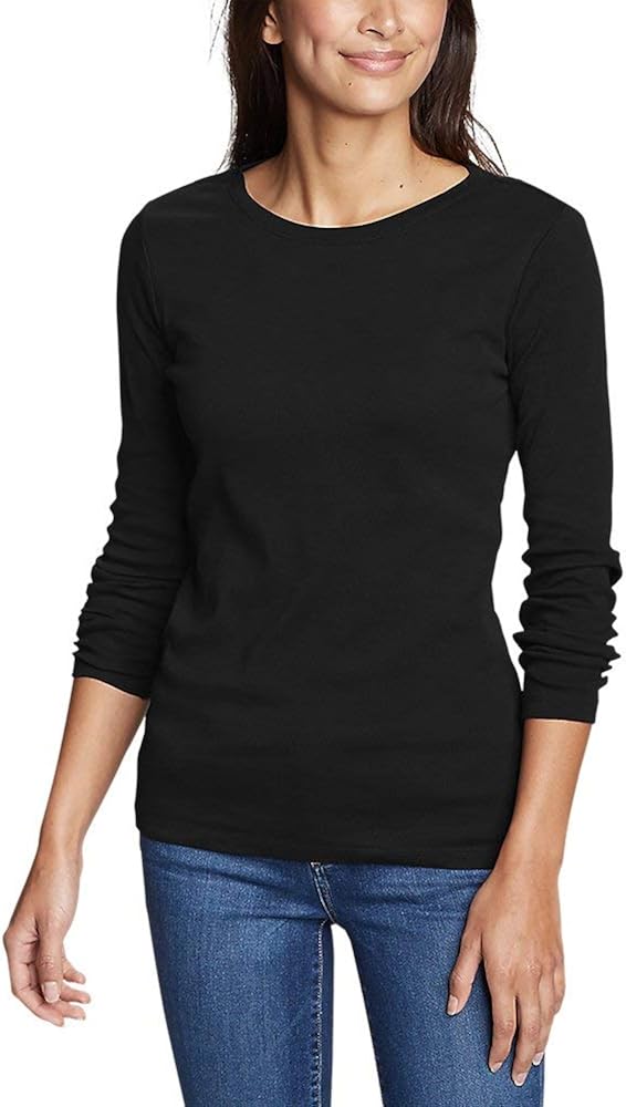 Eddie Bauer Women's Favorite Long-Sleeve Crewneck T-Shirt at  Women’s Clothing store