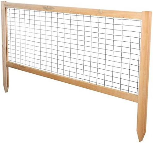 Cedar Wood Frame And Metal Mesh Garden Fence, 4-Pack