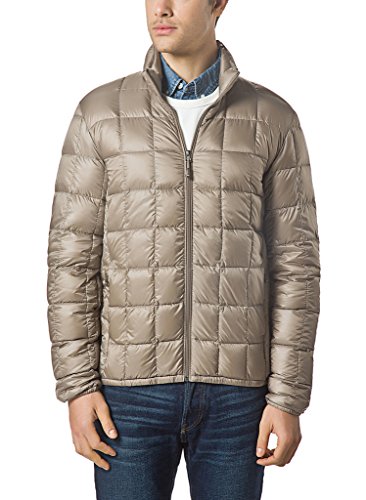 XPOSURZONE Men Packable Down Quilted Puffer Jacket Lightweight Puffer Coat Tan L