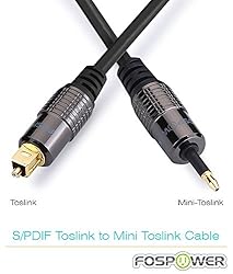 FosPower (3 Feet) 24K Gold Plated Toslink to Mini