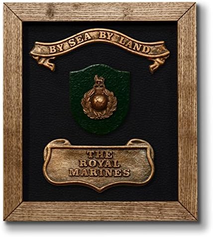 Royal Marines Plaque (British Army) โ solid oak framed Royal Marines Plaque with official badge and motto. British Military Gift / Present / Momento โ Kerr Characters