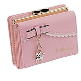ETIAL Womens Faux Leather Cute Kitty Bowknot Small Wallet Coin Card Holder Pink