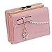 ETIAL Womens Faux Leather Cute Kitty Bowknot Small Wallet Coin Card Holder Pink