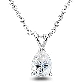 Silver Necklaces for Women - Trendy Teardrop Necklace with Cubic Zirconia Waterdrop Pendant, Aesthetic Simple CZ Necklace with Adjustable Pear-Shape Charm for Girls Her