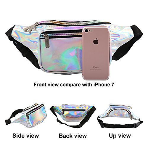 silver metallic fanny pack