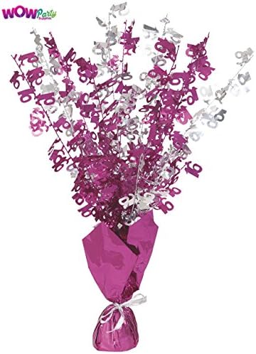 WOW Glitz Pink 16th Birthday Balloon Weight Centrepiece