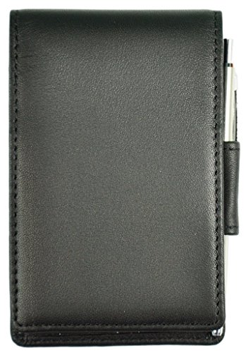 Royce Journalist-Style Leather Flip Notepad, Black - Thumbnail 5