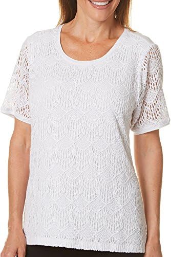 Cathy Daniels Womens Damask Lace Top