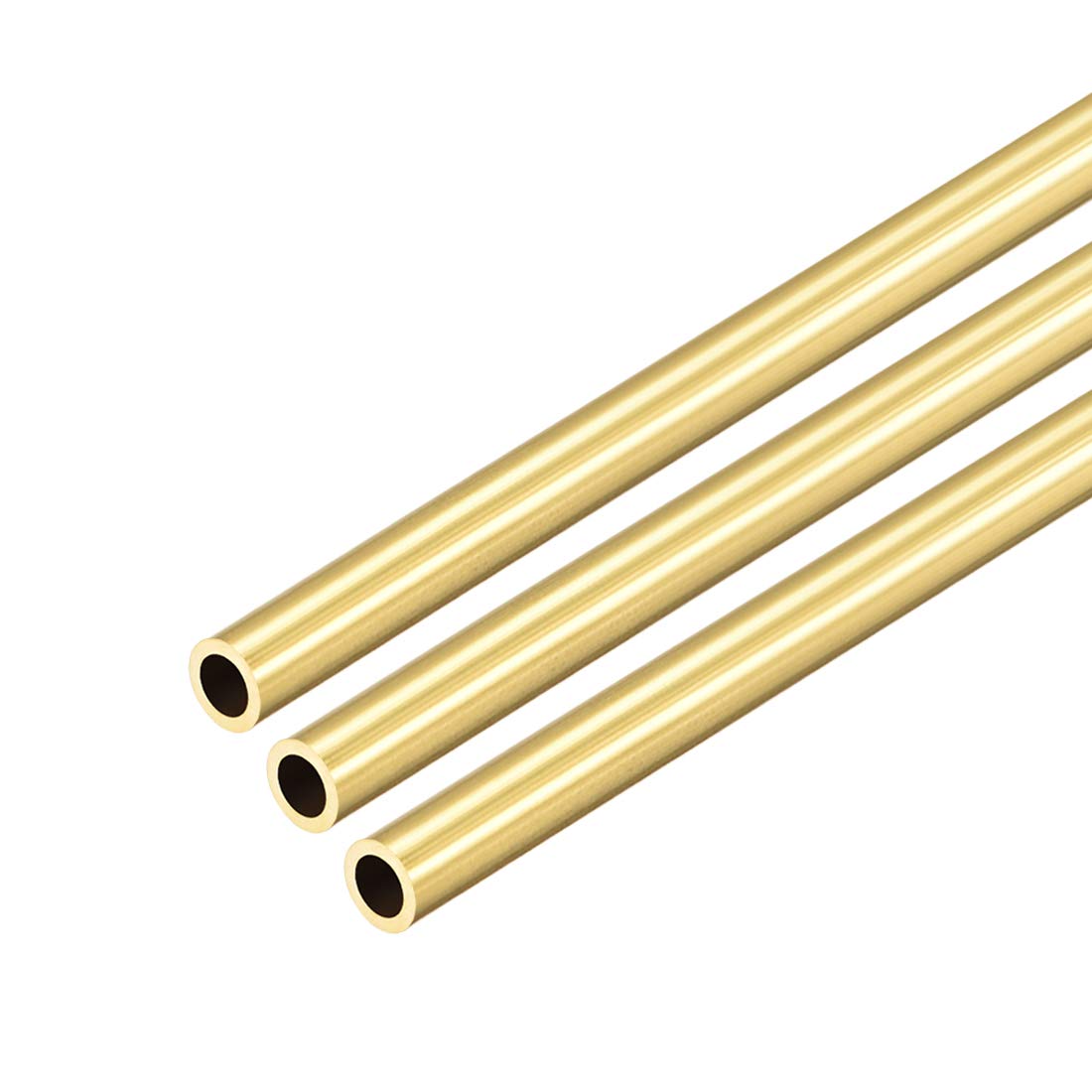 sourcing map Brass Round Tube, 300mm Length 6.5mm OD 1mm Wall Thickness, Seamless Straight Pipe Tubing 3 Pcs
