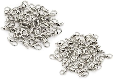 100 Silver Plated Lobster Claw Clasps 2Sizes 50(12x6) 50(10x5) Jewelry Findings Lead & Nickel Free