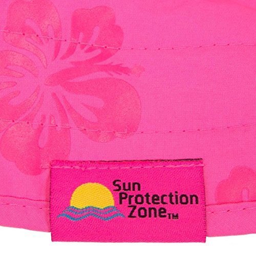 image for Sun Protection Zone Kids’ UPF 50+ Safari Sun Hat, Pink Flowers, Uv S