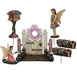 Fairy Garden Starter Kit, Fairy Garden Set Includes (six pieces): Miniature Fairies, Fairy Door and Fairy Garden Accessories (6)