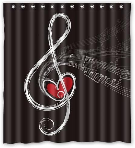CozyBath Music Note Waterproof Polyester Fabric 66"(w) x 72"(h) Shower Curtain and Hooks