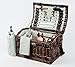 Picnic Beyond Wicker & Wood Picnic Basket for 4 PB1-3383A 32pcs Dar Brown Color Wine Bag Cheese Sets