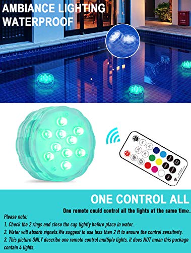 Qoolife Magnetic Colorful Waterproof Light Pumpkin Strobe Light- 3.3" New AA Version Submersible LED Light with Remote, Lighting or Decor for Halloween, Pool, Pond, Hot Tub, Jacuzzi, Fountain（1 Pack） - Thumbnail 2