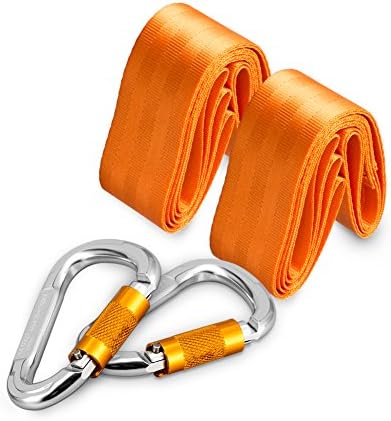 Teroys 2pcs Swing Hanging Strap Kit+Heavy Duty Hook, Tress Swings &amp; Hammocks Accessories, Safety Swing Hanging Rope, 59” Strap With 25kN Safety Lock Snap Carabiner Hook, Holds Up To 2200Lbs