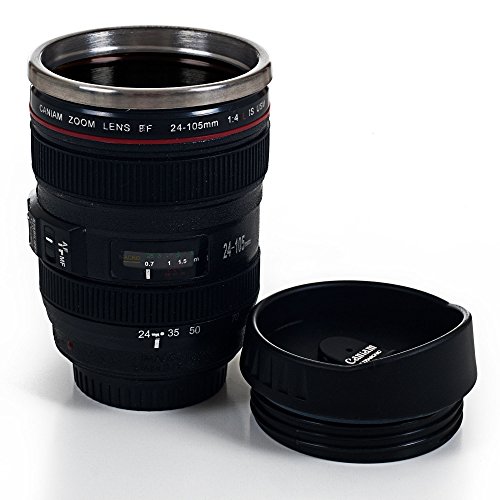 Buy Camera Lens Coffee Mug with Lid Black at Ubuy Kuwait