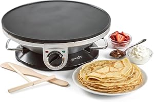 Morning Star 13 inch Electric Crepe Maker with Non-Stick Cooktop | Portable Crepes Griddle for Pancakes, Roti, Dosa, and Blin
