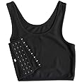 Women Hook Vest Top Lesbian Tomboy Breathable Buckle Chest Slim Fit Short Binder Tops Sports Bra Chest Binders, White