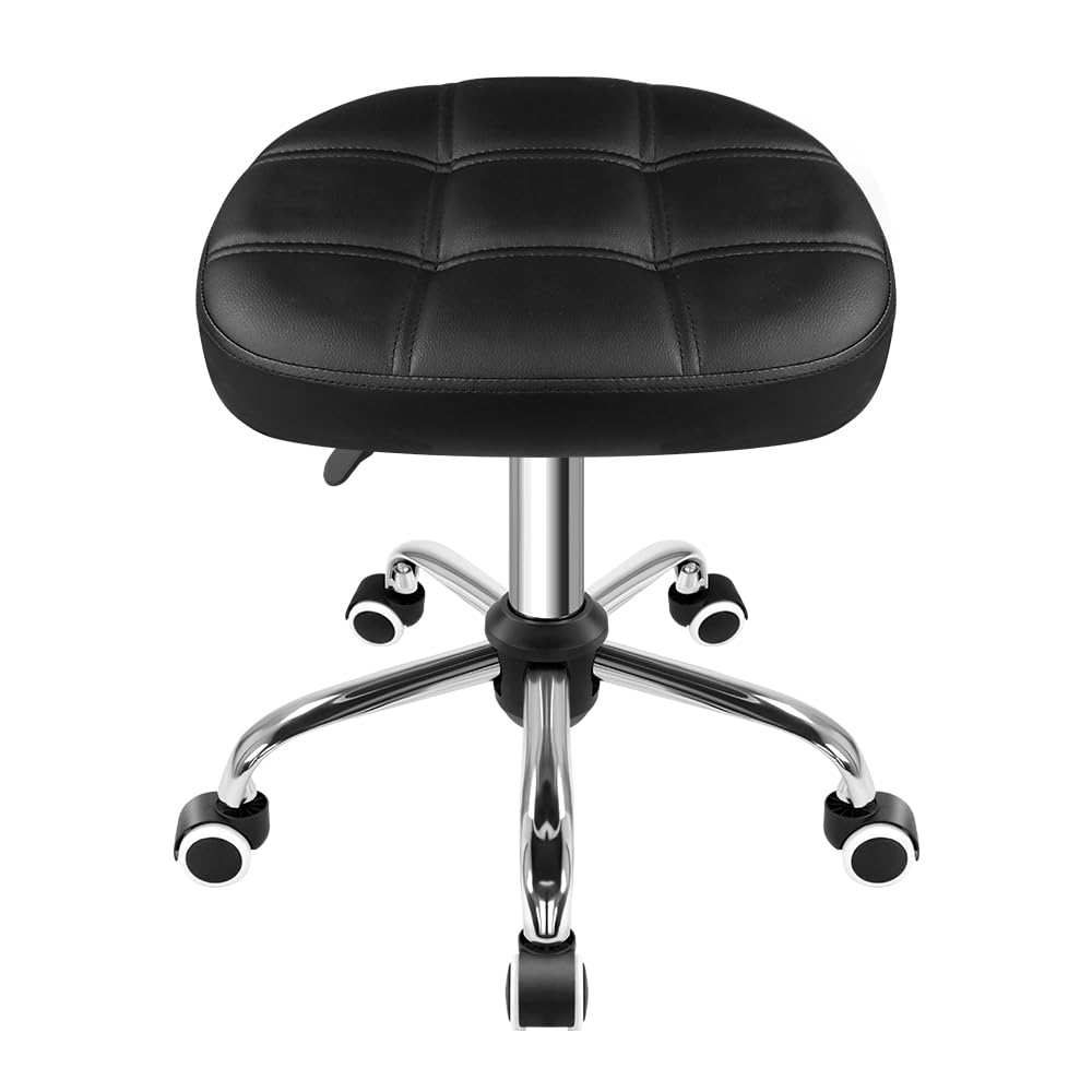 Photo 1 of FURWOO Oval Rolling Stool Height Adjustable Massage Chair with Wheels for Spa Salon Black