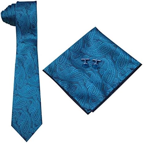 Men's Necktie + Stone Cufflinks+ Pocket Square Collections in Handcrafted Designer Gift Box
