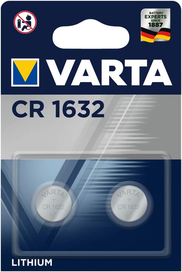 Varta CR1632 Lithium Battery - Pack of 2, silver