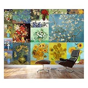 Peel and Stick Wallpapaer - Famous Paintings Collage by Vincent Van Gogh | Removable Large Wall Mural Creative Wall Decal - 66x96 inches